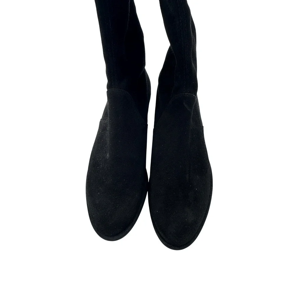Stuart Weitzman Kneezee Boots Size 6.5 Black Stretch Suede Knee High Riding